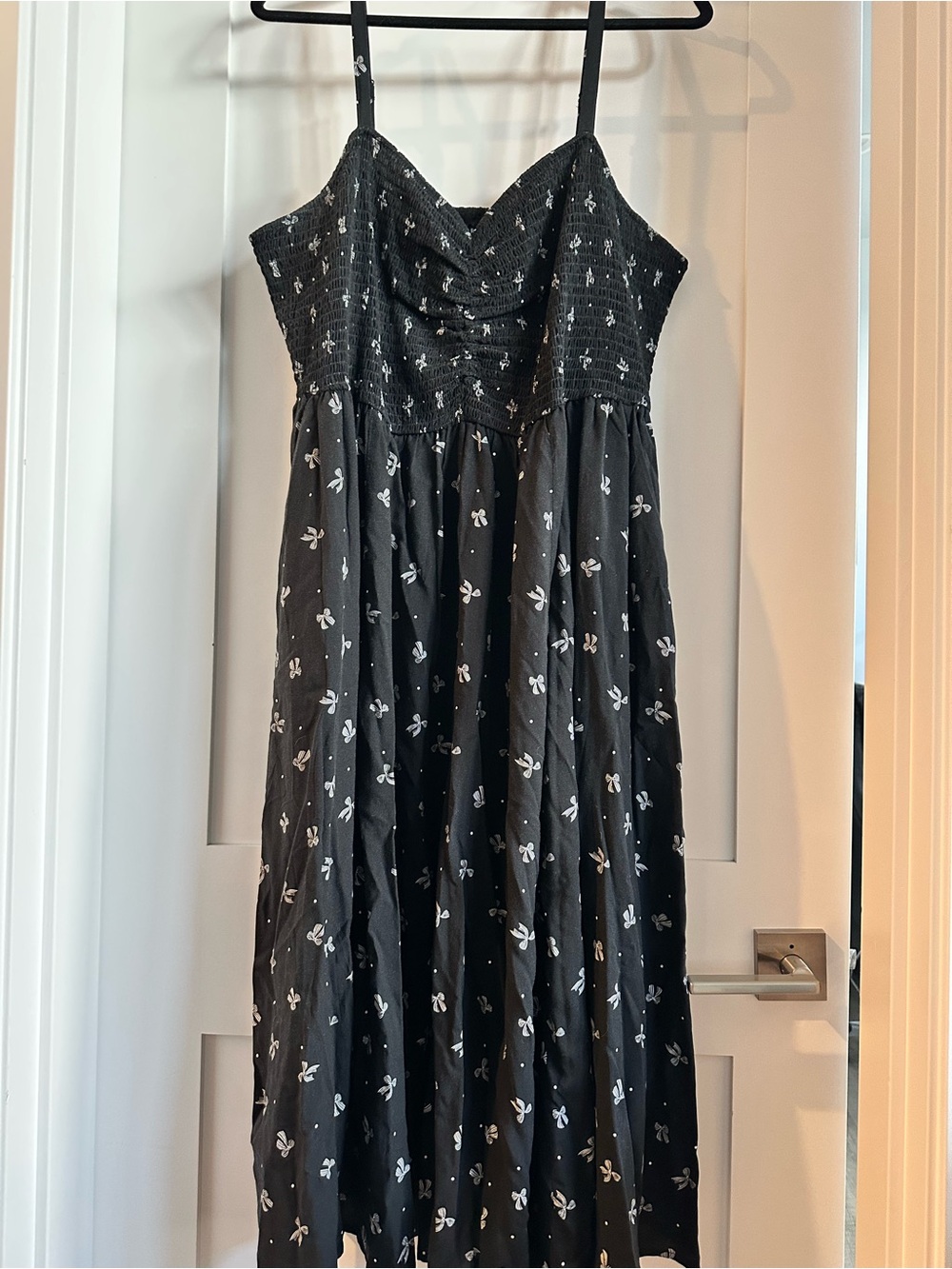 torrid Black with WhiteBows, Smocked Midi Dress with Adjustable  Straps